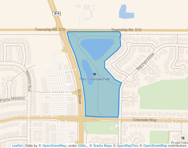 walking in Coloniale Park map in Beaumont