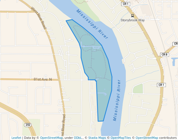 walking in River Park map in Brooklyn Park