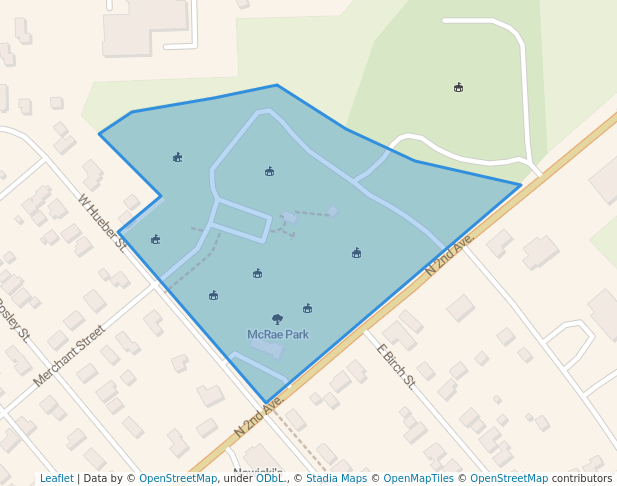 walking in McRae Park map in Alpena