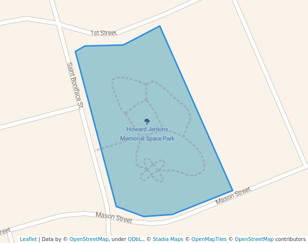 walking in Howard Jenkins Memorial Space Park map in Stanton