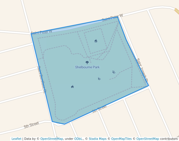 walking in Shelbourne Park map in Stanton
