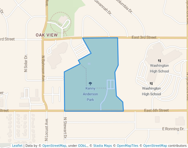 walking in Kenny Anderson Park map in Sioux Falls
