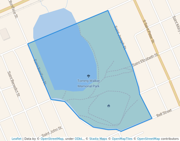 walking in Tommy Walker Memorial Park map in Stanton