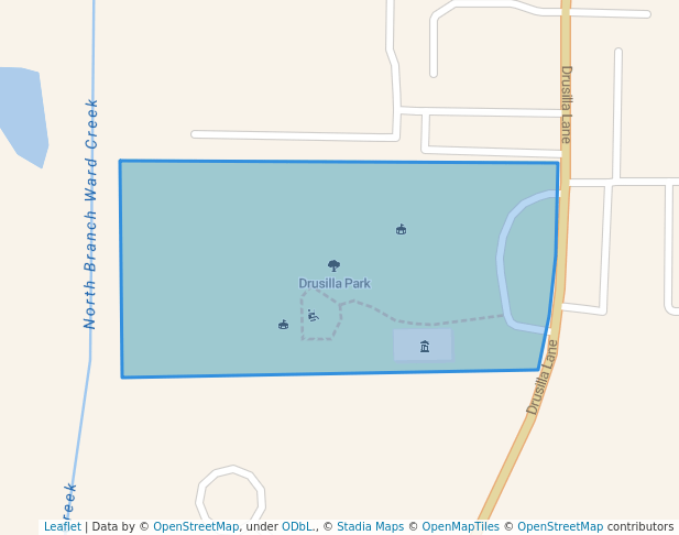 walking in Drusilla Park map in Baton Rouge