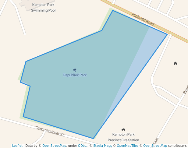 walking in Republiek Park map in Kempton Park