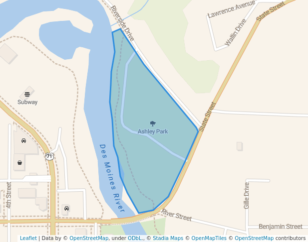 walking in Ashley Park map in Jackson