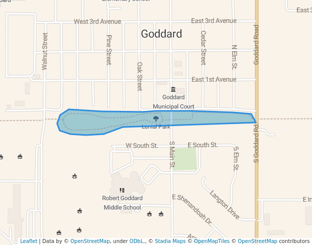 walking in Lenial Park map in Goddard