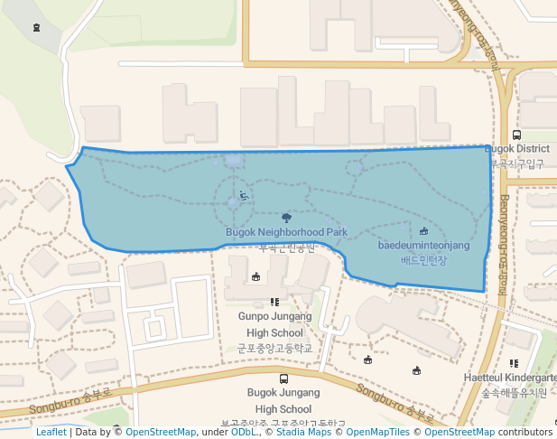 walking in Bugok Neighborhood Park map in Gunpo-si