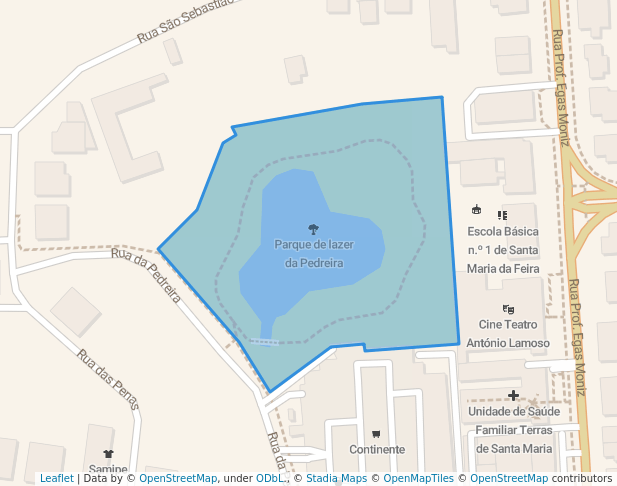 walking in Parque de lazer da Pedreira map in Santa Maria da Feira