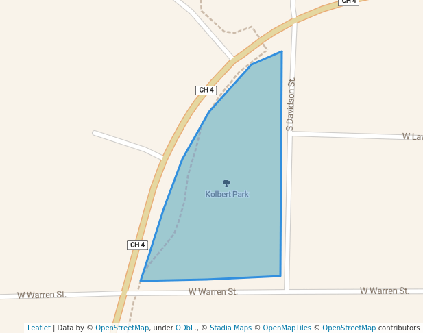 walking in Kolbert Park map in Luverne