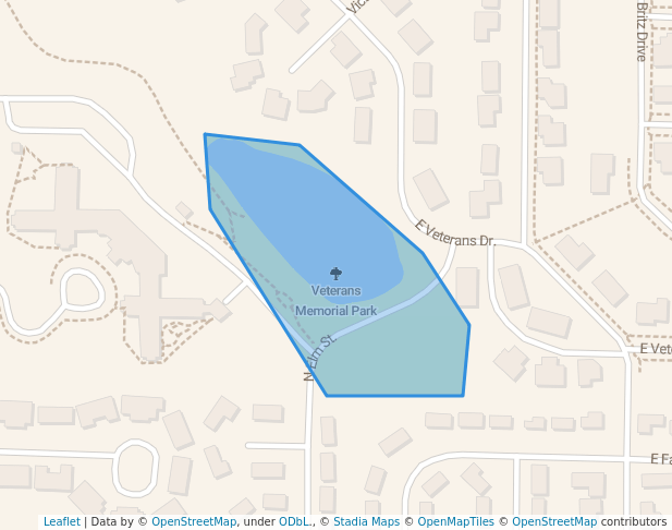 walking in Veterans Memorial Park map in Luverne