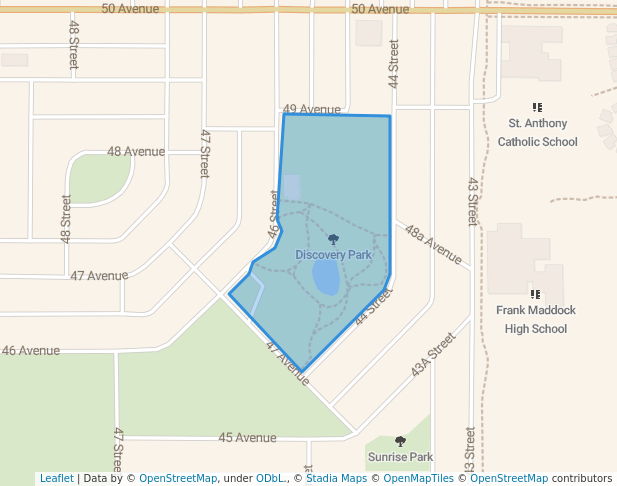 walking in Discovery Park map in Drayton Valley