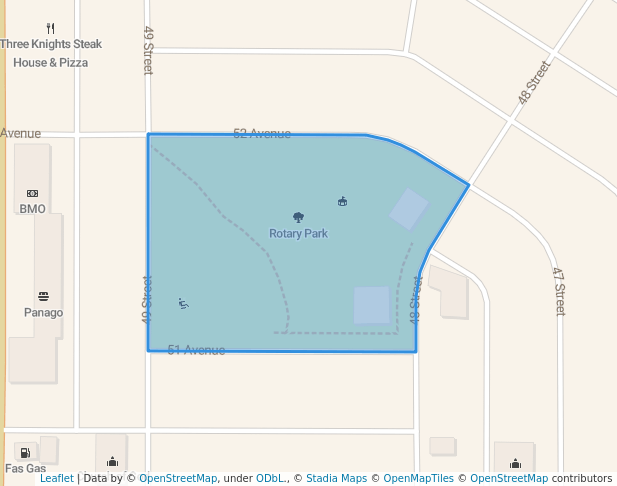 walking in Rotary Park map in Drayton Valley