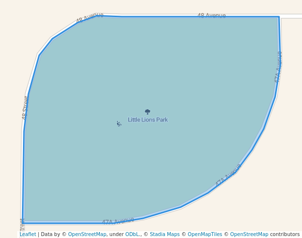 walking in Little Lions Park map in Drayton Valley