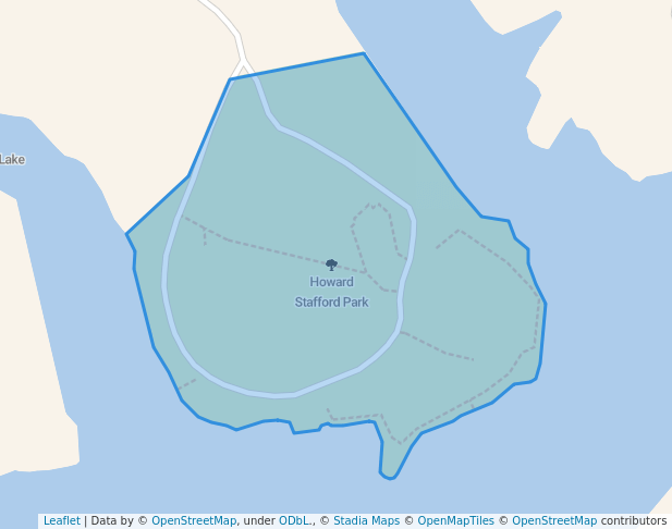 walking in Howard Stafford Park map in Pontotoc