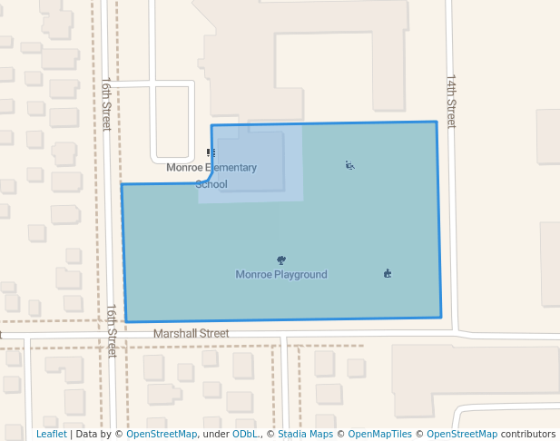 walking in Monroe Playground map in Wyandotte