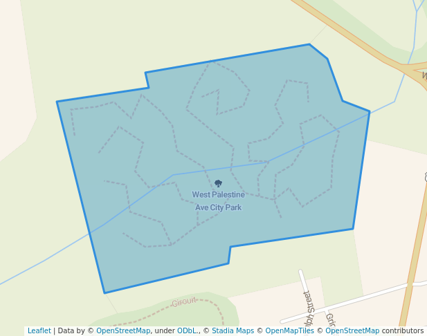 walking in West Palestine Ave City Park map in Palestine