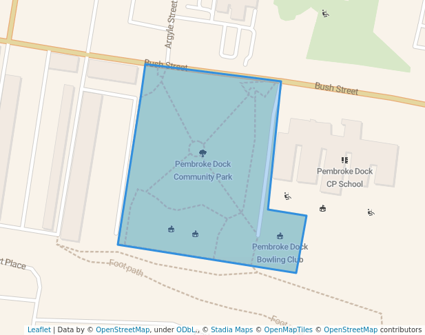 walking in Pembroke Dock Community Park map in Pembroke Dock