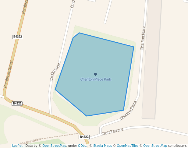 walking in Charlton Place Park map in Pembroke Dock