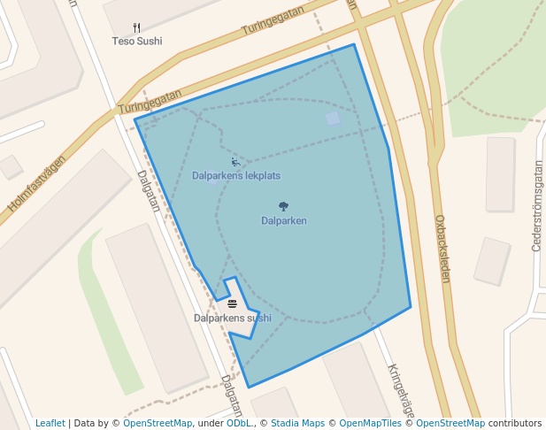 walking in Dalparken map in Södertälje