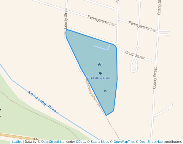 walking in Phillips Park map in Mount Vernon