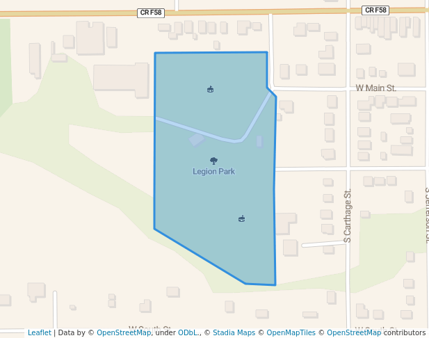 walking in Legion Park map in Exira