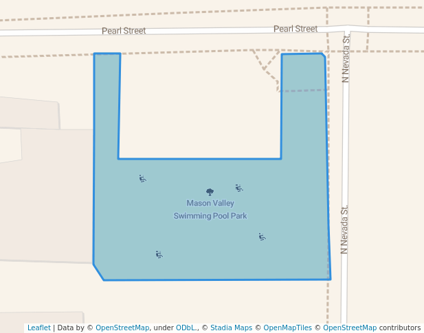 walking in Mason Valley Swimming Pool Park map in Yerington