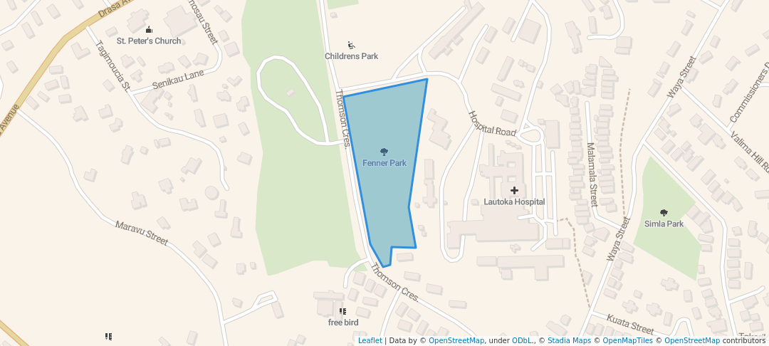 walking in Fenner Park map in Lautoka