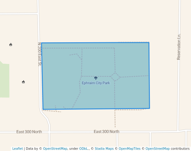 walking in Ephraim City Park map in Ephraim