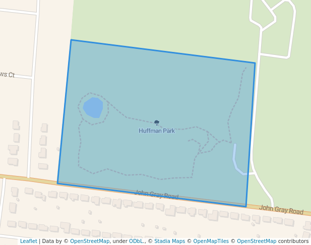 walking in Huffman Park map in Fairfield