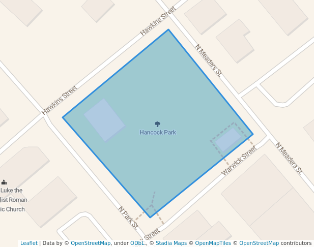 walking in Hancock Park map in Dahlonega