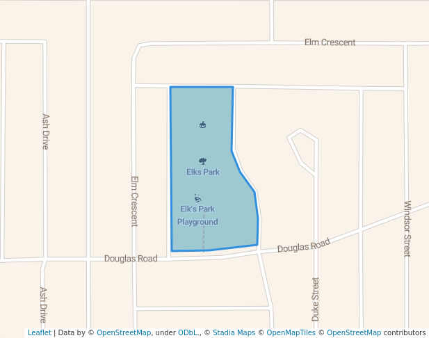 walking in Elks Park map in Weyburn