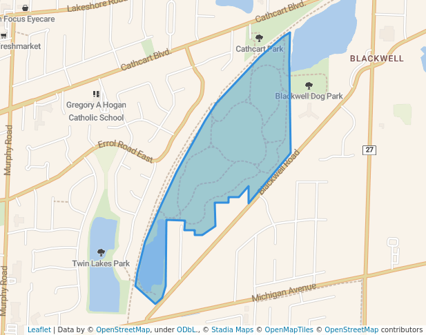 walking in Blackwell Trails Park map in Sarnia