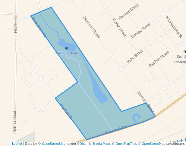 walking in Memorial Park map in Huntington