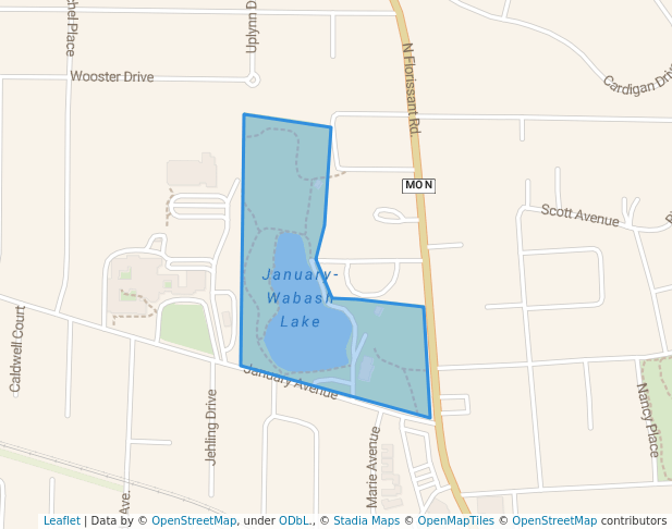 walking in January-Wabash Park map in Ferguson