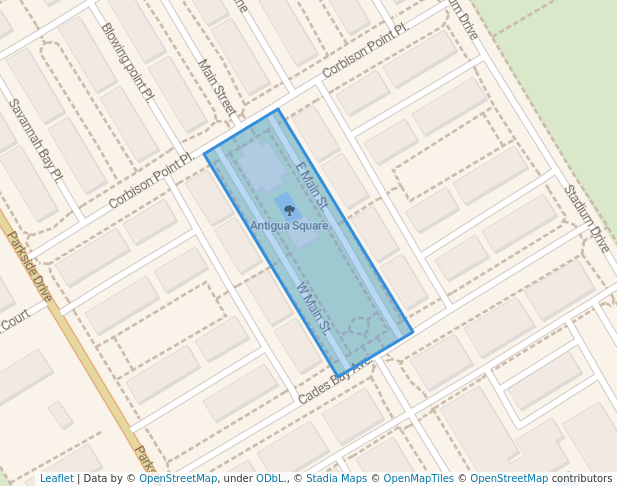 walking in Antigua Square map in Jupiter