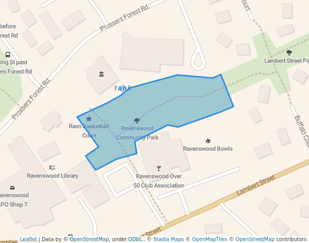 walking in Ravenswood Community Park map in Ravenswood