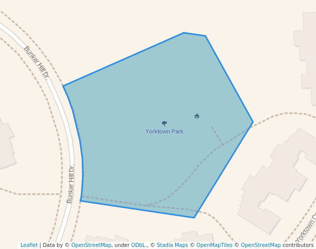 walking in Yorktown Park map in Marina