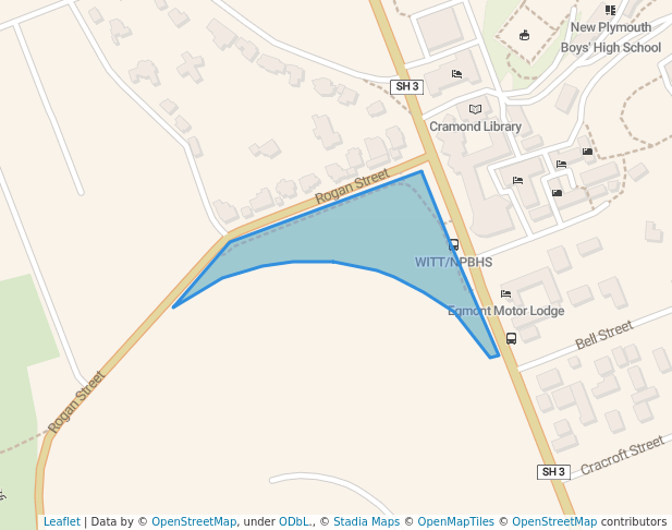 walking in Rogan Street Reserve map in New Plymouth