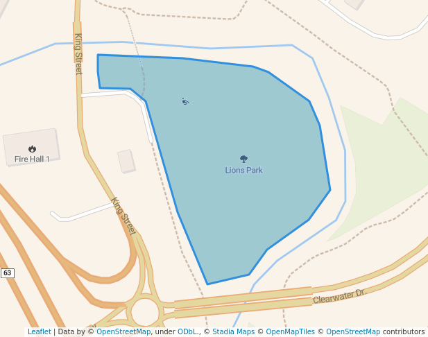 walking in Lions Park map in Fort McMurray