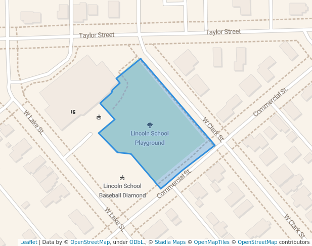 walking in Lincoln School Playground map in Alpena