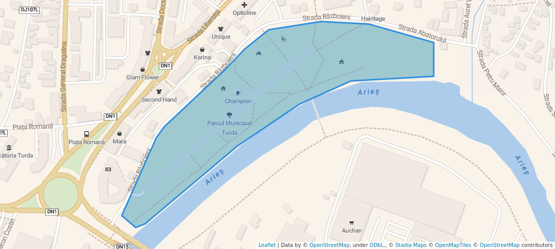 walking in Parcul Municipal Turda map in Turda