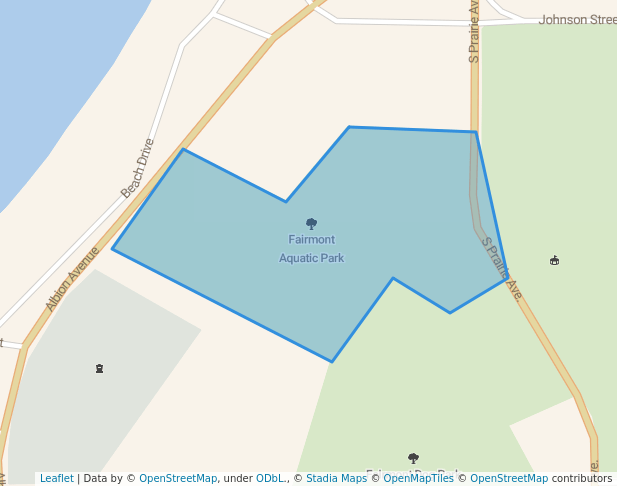 walking in Fairmont Aquatic Park map in Fairmont