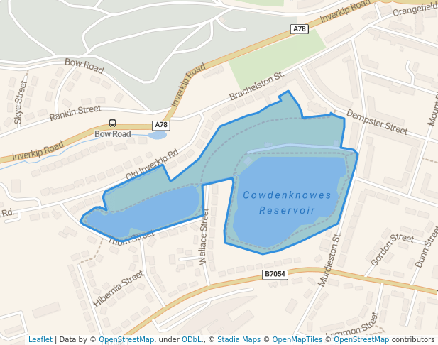 walking in Murdieston Dam map in Greenock