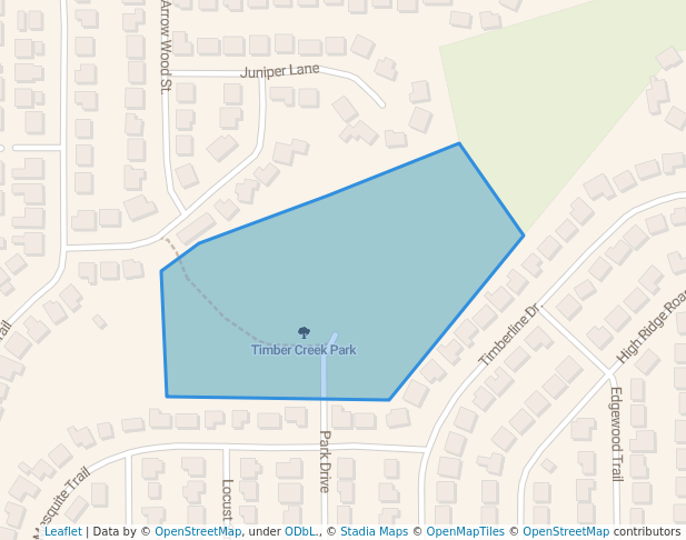 walking in Timber Creek Park map in Benbrook