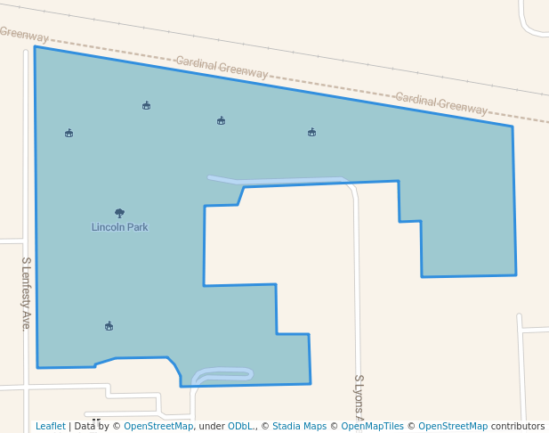 walking in Lincoln Park map in Marion