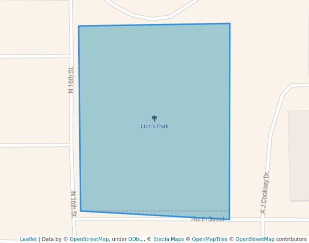 walking in Lion's Park map in Marysville