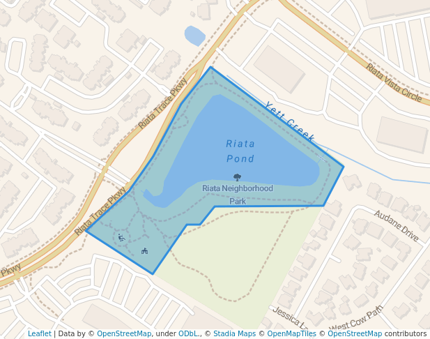 walking in Riata Neighborhood Park map in Austin