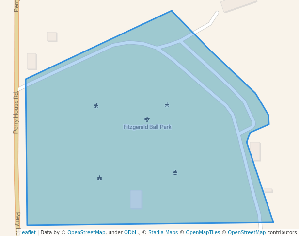 walking in Fitzgerald Ball Park map in Fitzgerald