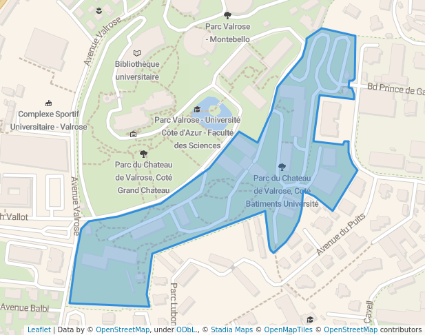 Parc du Chateau de Valrose, Coté Batiments Université